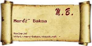 Merő Baksa névjegykártya